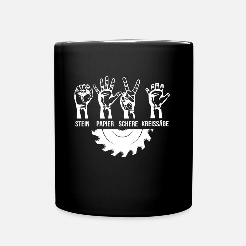 Zimmerer Schreiner Stein Schere Papier Kreissäge - Tasse einfarbig - Schwarz