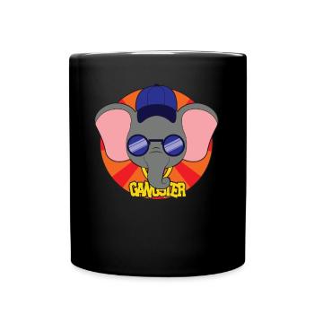Animal cartoon elephant gangster - Full Colour Mug - black - Front