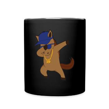 Horse comic dabbing cool - Full Colour Mug - black - Front