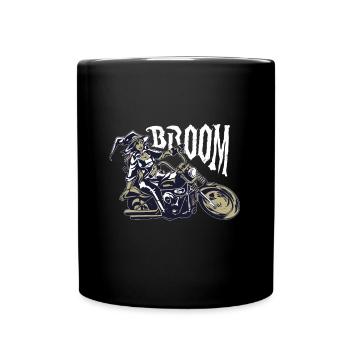 Sorcière sur moto avec bruit de moteur est appelé balai - Mug uni - noir - Devant
