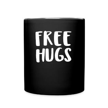 Free Hugs - Tasse einfarbig - Schwarz - Vorne