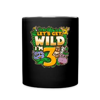 I'm 3 Dinosaur Safari Birthday T-Shirt - Full Colour Mug - black - Front