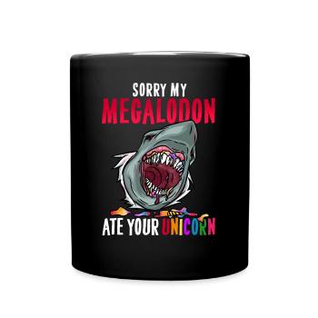 Megalodon Unicorn T-Shirt Primeval Dino Fossils - Full Colour Mug - black - Front