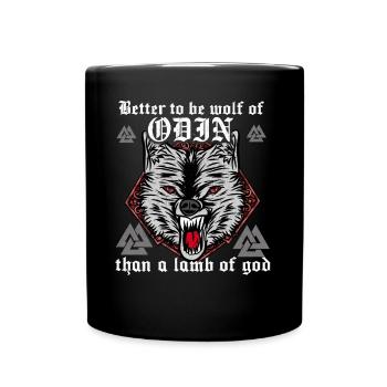 Wikinger Odin T-Shirt Wolf Kampf Stark Barbar Ehre - Tasse einfarbig - Schwarz - Vorne