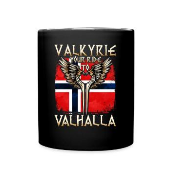 Wikinger Walhalla T-Shirt Walküre Norwegen Flügel - Tasse einfarbig - Schwarz - Vorne
