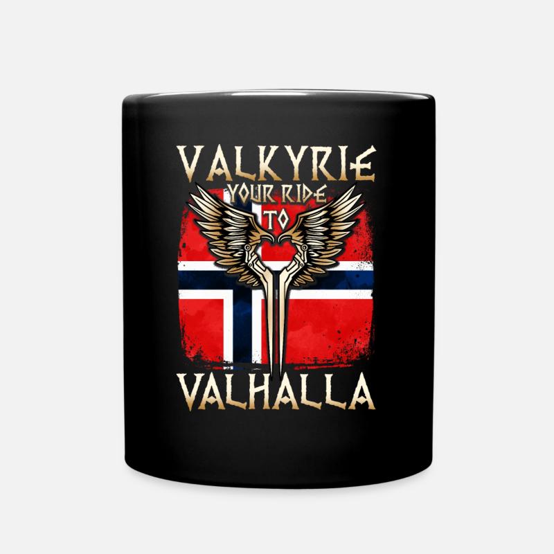 Wikinger Walhalla T-Shirt Walküre Norwegen Flügel - Tasse einfarbig - Schwarz