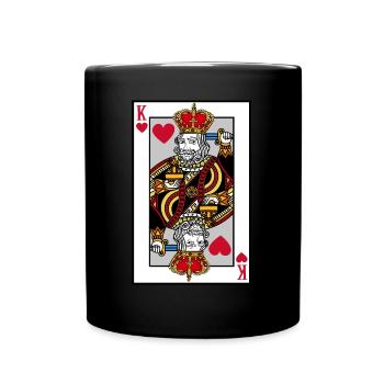 Blackjack Herz König T-Shirt Karten Poker Geld - Tasse einfarbig - Schwarz - Vorne