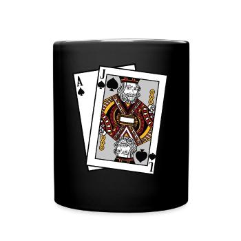 Blackjack Spades Ass Jacks T-Shirt Cards Poker Money - Full Colour Mug - black - Front