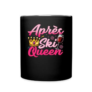 Apres ski Mädchen T-Shirt Wein Alkohol Party Queen - Tasse einfarbig - Schwarz - Vorne