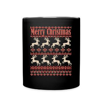 Rentier, ugly Christmas - Tasse einfarbig - Schwarz - Vorne