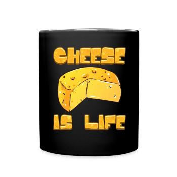 Cheese Lover Gift Cheese is Life - Full Colour Mug - black - Front