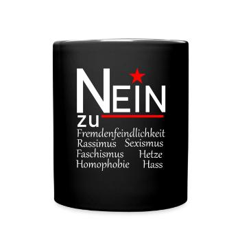 gegen Hass und Hetze - Tasse einfarbig - Schwarz - Vorne