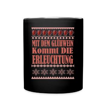 Glühwein,ugly Christmas,Geschenk - Tasse einfarbig - Schwarz - Vorne