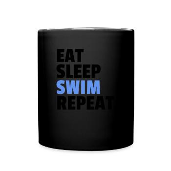Eat Sleep Swim Repeat - Tasse einfarbig - Schwarz - Vorne