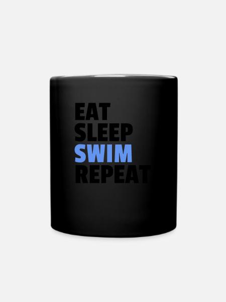 Eat Sleep Swim Repeat - Full Colour Mug - black