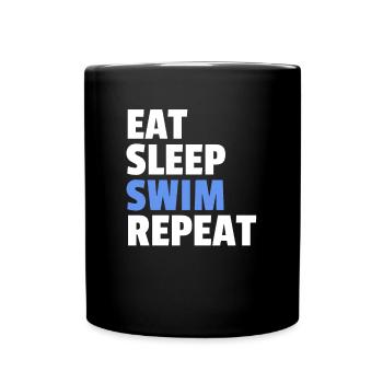 Eat Sleep Swim Repeat - Tasse einfarbig - Schwarz - Vorne