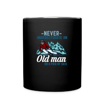 Vieil homme à skis t-shirt sport montagne hivernale - Mug uni - noir - Devant