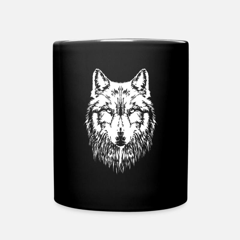 Wolf Kopf - Tasse einfarbig - Schwarz