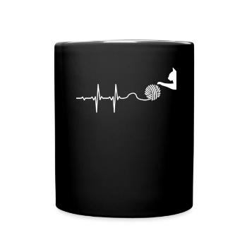 Lifeline lifeline pulse cat with ball of wool - Full Colour Mug - black - Front