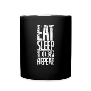 Hockey "Mangez Sleep Hockey Repeat" - Mug uni - noir - Devant