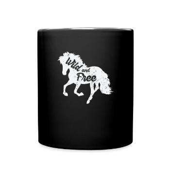 Horse "Wild and Free" - Full Colour Mug - black - Front