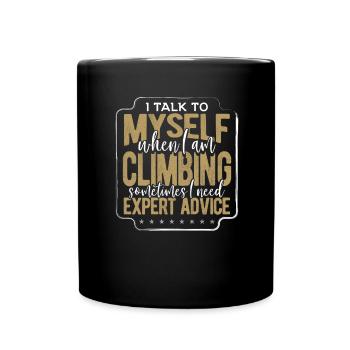 Climber Geschenk Geschenk Sprechen Sie mit mir selbst beim Klettern - Tasse einfarbig - Schwarz - Vorne