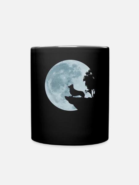Welsh Corgi Pembroke Welsh Corgi Vollmond Geschenk - Tasse einfarbig - Schwarz