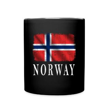 Drapeau de la Norvège, vintage de drapeau de la Norvège - Mug uni - noir - Devant