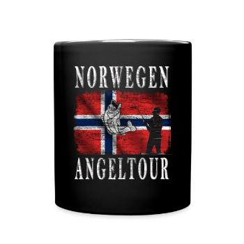 Norwegen Angeltour - Tasse einfarbig - Schwarz - Vorne