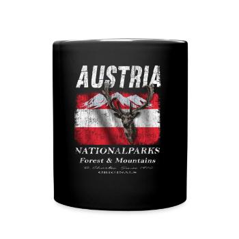Austria Hirsch Autriche Fahne Geschenk - Mug uni - noir - Devant