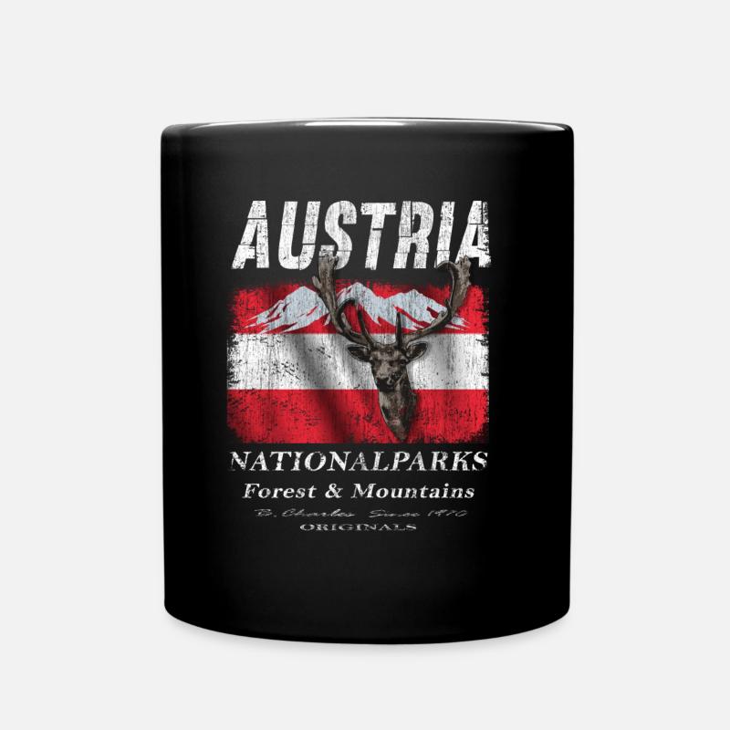 Austria Hirsch Österreich Fahne Geschenk - Tasse einfarbig - Schwarz