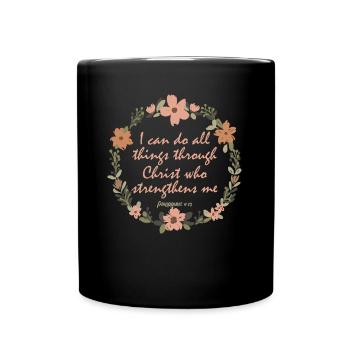 Jesus Christ who strenghens me Bible - Tasse einfarbig - Schwarz - Vorne