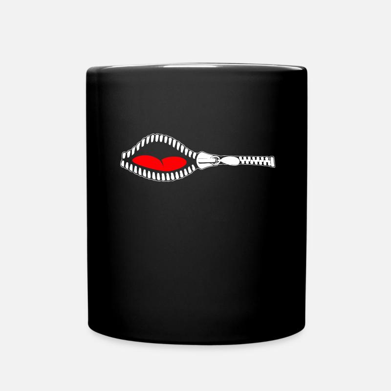 Fermeture éclair Bouche avec la langue et les dents - Mug uni - noir