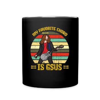My Favorite Chord Is Gsus Jesus Church Guitar - Full Colour Mug - black - Front