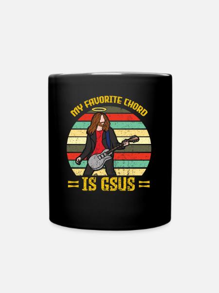 My Favorite Chord Is Gsus Jesus Church Guitar - Full Colour Mug - black