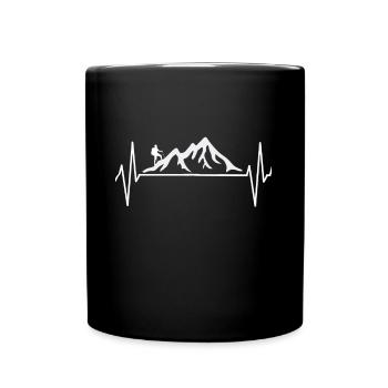 Bergsteiger Klettern Wandern EKG Berge Geschenk - Tasse einfarbig - Schwarz - Vorne