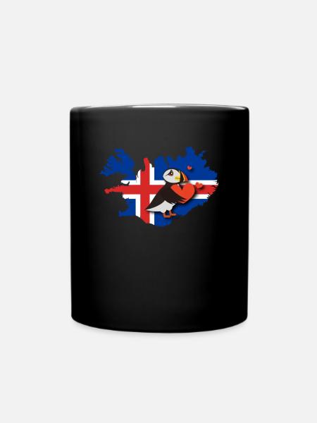 Island Puffin Papageientaucher île amour coeur - Mug uni - noir