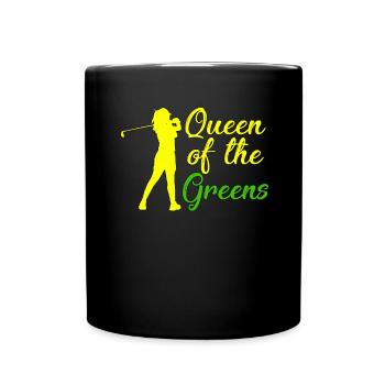 Golfer Geschenk Königin der Grünen Golf Queen - Tasse einfarbig - Schwarz - Vorne