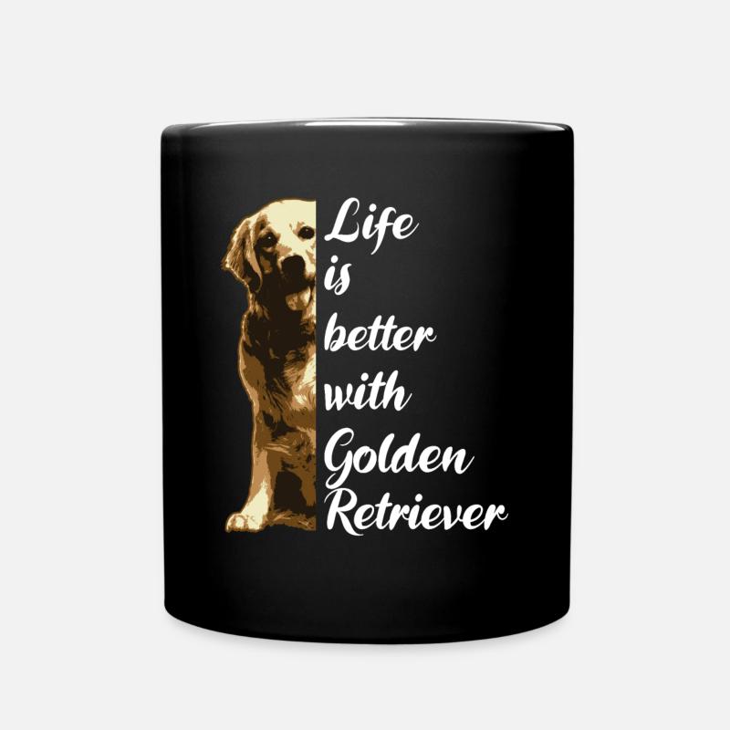 Life is better with Golden Retriever Gift - Full Colour Mug - black