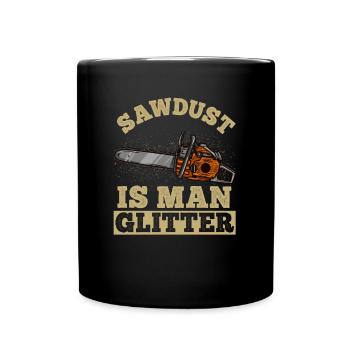Sawdust Man Glitter Tronçonneuse Construction Worker Glitter - Mug uni - noir - Devant