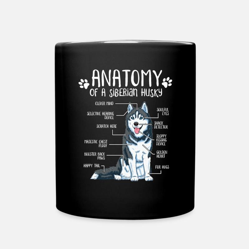 Siberian Husky Anatomie Hundehalter Hund Geschenk - Tasse einfarbig - Schwarz