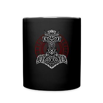 Mjolnir hammer Viking symbol fighter Valhalla - Full Colour Mug - black - Front