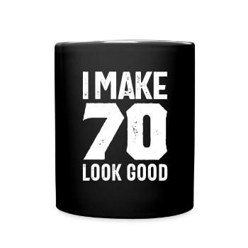 70 Jahre altes Geschenk | 70. Geburtstagsgeschenkideen - Tasse einfarbig - Schwarz - Vorne
