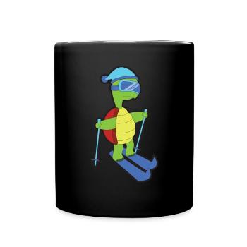 Ski Tier Schildkröte - Tasse einfarbig - Schwarz - Vorne