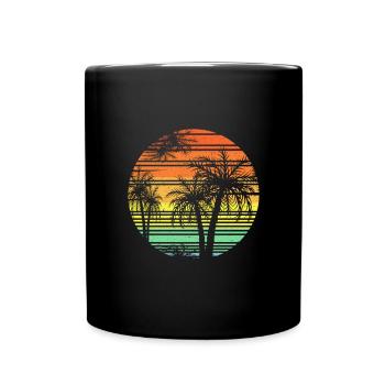 Retro Tropical Paradise Urlaub Geschenk Palme - Tasse einfarbig - Schwarz - Vorne