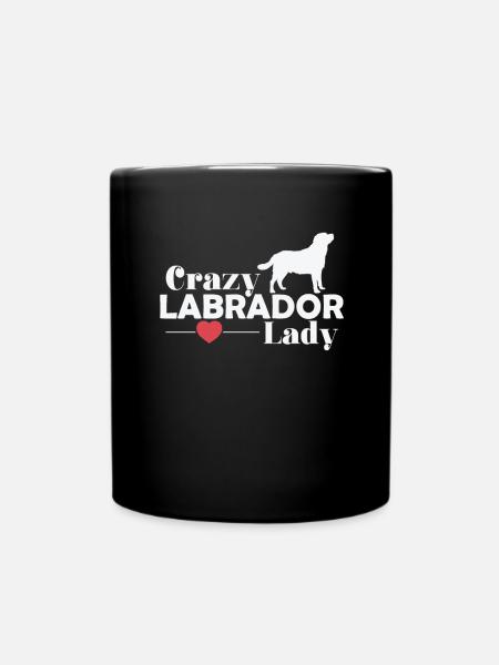 crazy labrador dogs lady - Full Colour Mug - black