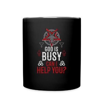 God Is Busy Can I Help You ? - Baphomet Occult - Mug uni - noir - Devant