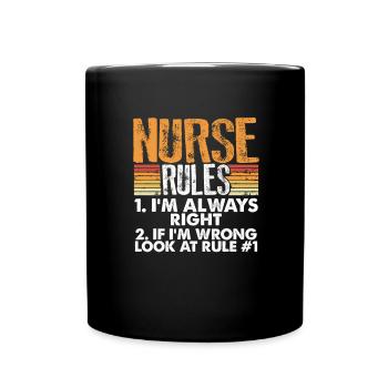 Krankenschwester Geschenk Krankenschwester Regeln immer richtige Pflege - Tasse einfarbig - Schwarz - Vorne