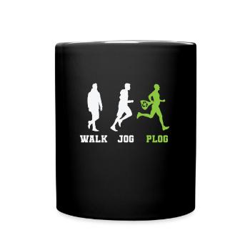 Walk Jog Plog Plogging - Tasse einfarbig - Schwarz - Vorne
