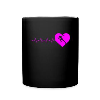 Läufer Geschenk Spaß Damen Laufen Herzschlag Geschenke - Tasse einfarbig - Schwarz - Vorne